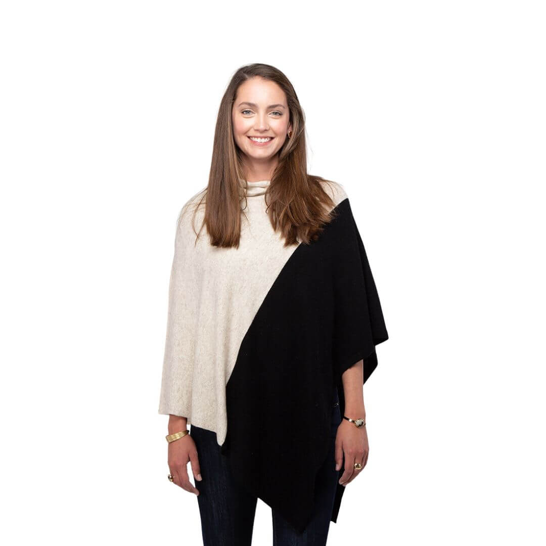 Black cashmere poncho best sale